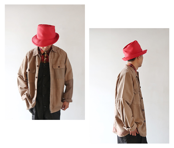 Engineered Garmentsのハットのモデル着用画像