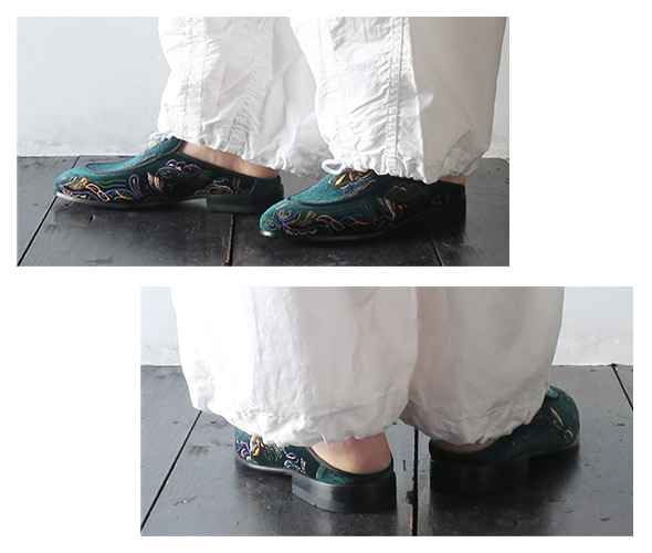 Needles ニードルズ Velvet Mule - Papillon Embroidery ベルベット ミュール パピヨン