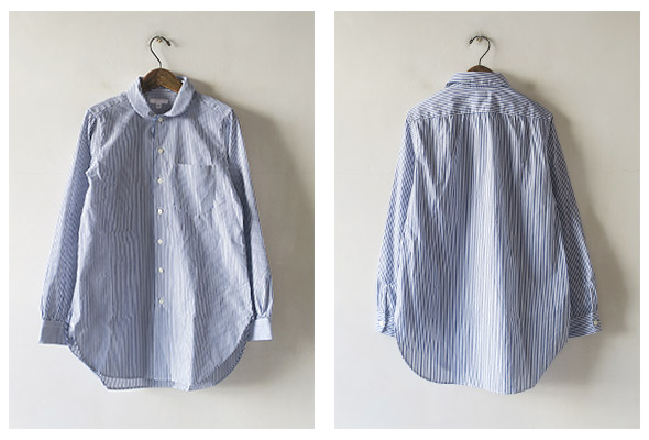 Engineered Garments エンジニアドガーメンツ Rounded Collar Shirt - Medium Stripe Broadcloth ラウンデッドカラーシャツ