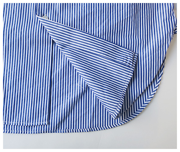 Engineered Garments エンジニアドガーメンツ Rounded Collar Shirt - Medium Stripe Broadcloth ラウンデッドカラーシャツ