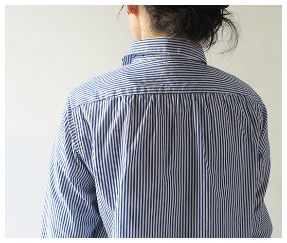 Engineered Garments エンジニアドガーメンツ Rounded Collar Shirt - Medium Stripe Broadcloth ラウンデッドカラーシャツ