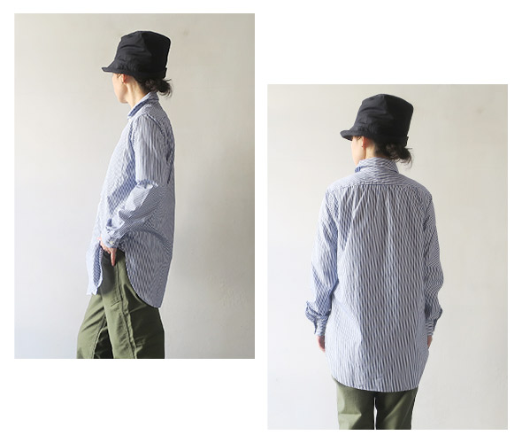 Engineered Garments エンジニアドガーメンツ Rounded Collar Shirt - Medium Stripe Broadcloth ラウンデッドカラーシャツ
