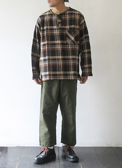 South2 West8 Henley Neck Shirt - Plaid Twill サウス2ウエスト8 ヘンリーネックシャツ