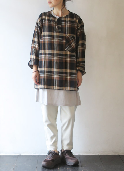 South2 West8 Henley Neck Shirt - Plaid Twill サウス2ウエスト8 ヘンリーネックシャツ