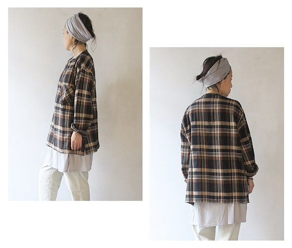 South2 West8 Henley Neck Shirt - Plaid Twill サウス2ウエスト8 ヘンリーネックシャツ