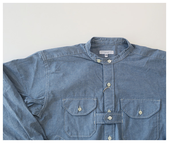 Engineered Garments - Banded Collar Shirt - Cotton Chambray 