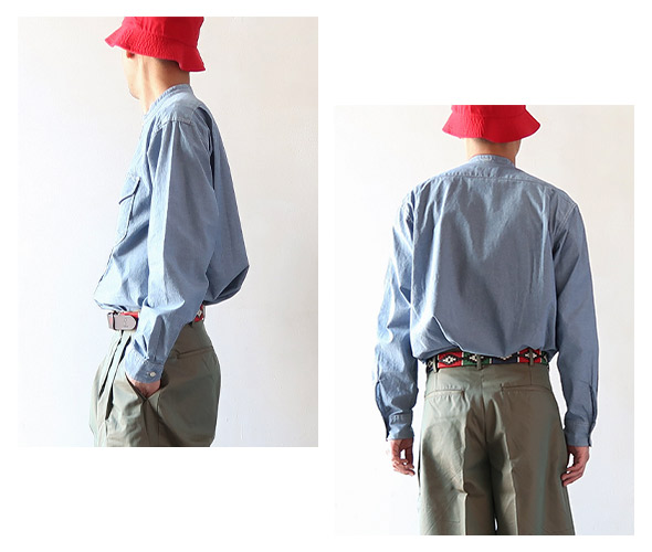 Engineered Garments - Banded Collar Shirt - Cotton Chambray エンジニアドガーメンツ バンドカラーシャツ