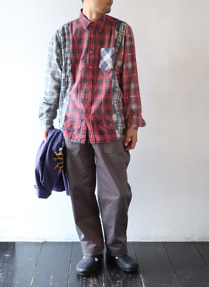 REBUILD by Needles - Flannel Shirt -> 7 Cuts Wide Shirt / Reflection リビルドバイニードルズ フランネルシャツ