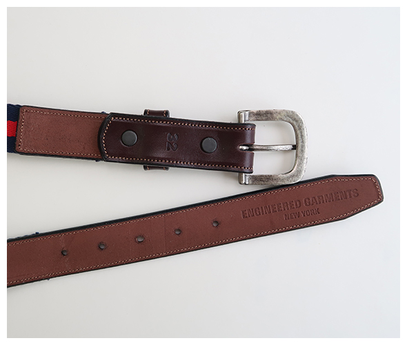 Engineered Garments - Webbing Belt - RED×NAVY STRIPE エンジニアドガーメンツ ウェビングベルト