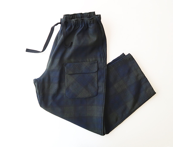 South2 West8 - String Cuff Balloon Pant - Poly Plaid Twill - Black