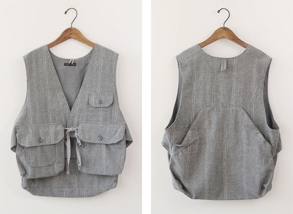 Engineered Garments - Fowl Vest - Lt.Wool Striped HB エンジニアド