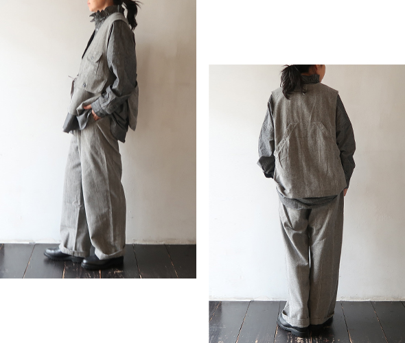 Engineered Garments - Officer Pant - Lt.Wool Striped HB エンジニア