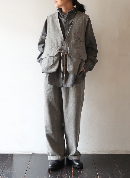 Engineered Garments - Officer Pant - Lt.Wool Striped HB エンジニア