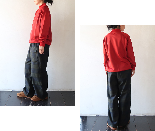 NEEDLES - Mock Neck Shirt - Bright Jersey - RED ニードルズ モック