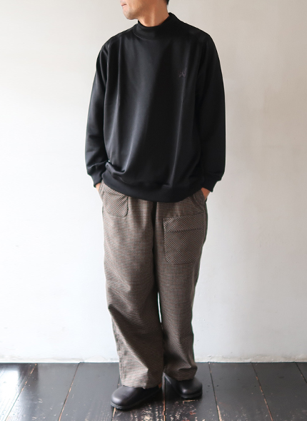 ニードルス モックネックT サイズM 黒 NEEDLES - Mock Neck Shirt - Bright Jersey - BLACK ニードルズ