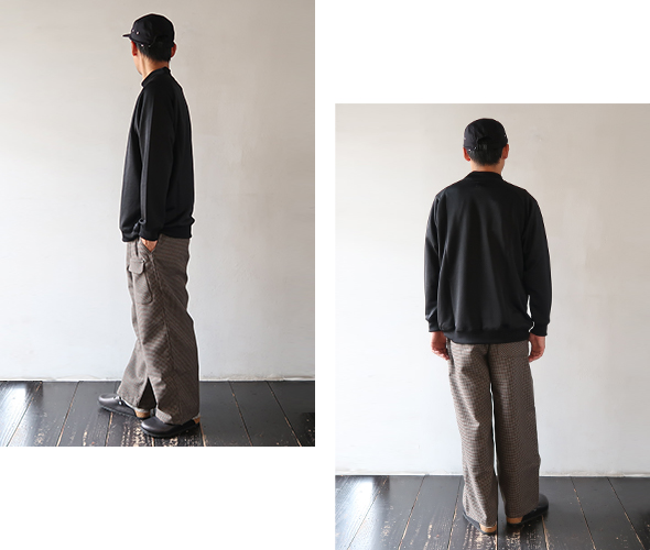 NEEDLES - Mock Neck Shirt - Bright Jersey - BLACK ニードルズ