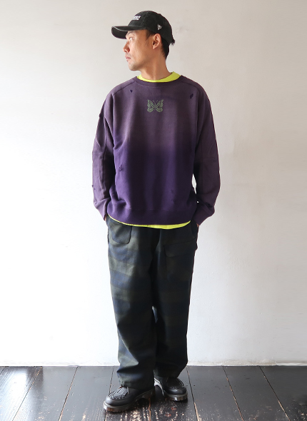 NEEDLES - Deconstructed Sweat Shirt - Cotton French Terry - PURPLE