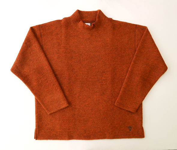 South2 West8(S2W8) / S.S. Crew Neck Shirt-Boiled Jersey/M/ウール/オレンジ/PU536// South2 West8 - S.S. Mock Neck Shirt - W/PE Boiled Jersey - ORANGE