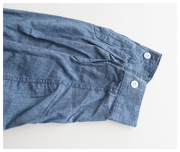 SASSAFRAS - Landscaper Shell Half 5oz Chambray ササフラス ランドスケーパー シェルハーフ