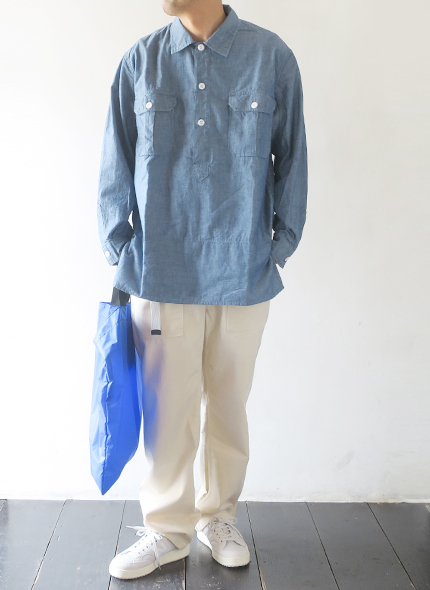 SASSAFRAS - Landscaper Shell Half 5oz Chambray ササフラス ランドスケーパー シェルハーフ