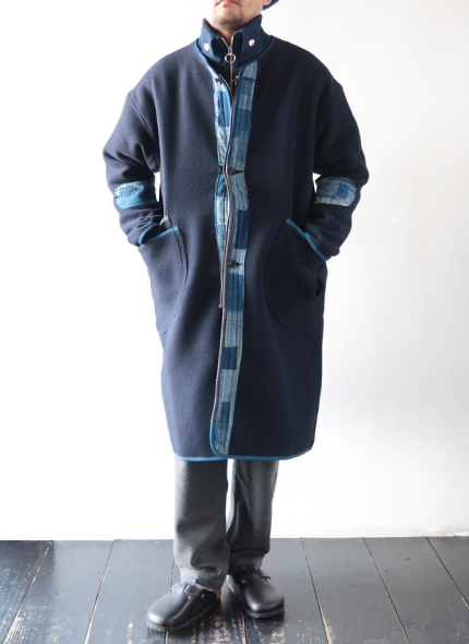 KHOKI No Collar Jacket サイズ2 ネイビー（1枚で主役！差が