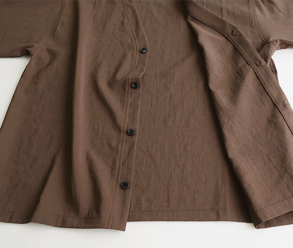 South2 West8 - V-NECK Cardigan - Poly Oxford - BROWN サウス2